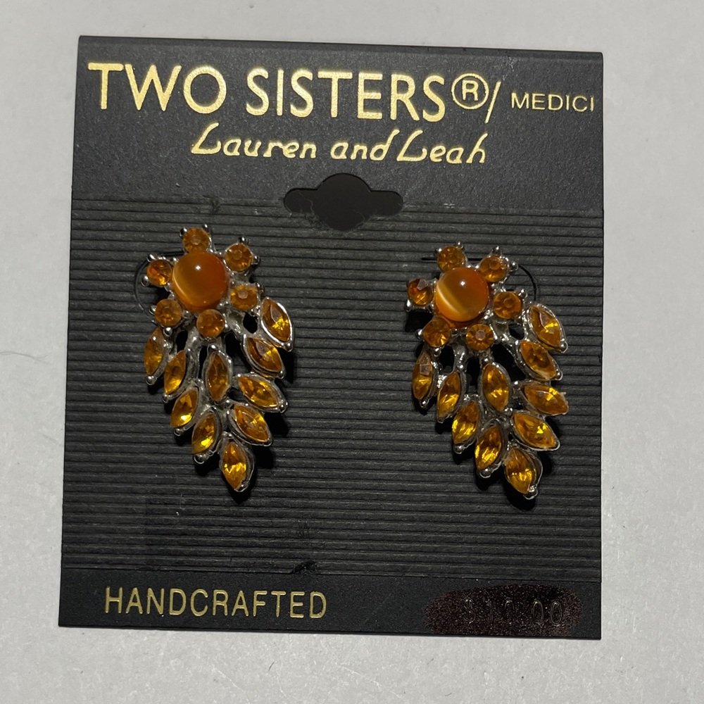 Two Sisters Orange Leaf Earrings